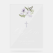 Baptême floral Christening Élégant Script