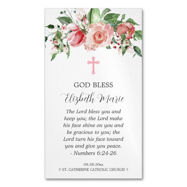 Baptême floral rose pour les filles Magnet Party F (devant Vertical)