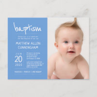 Baptême Garçon | Moderne + Simple Invitation Photo