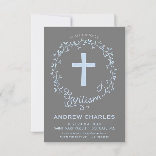 Baptême, Invitation au baptême - Personnalisé (Devant)
