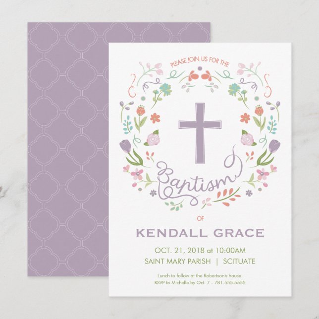 Baptême, Invitation au baptême pour fille - Person (Devant / Derrière)