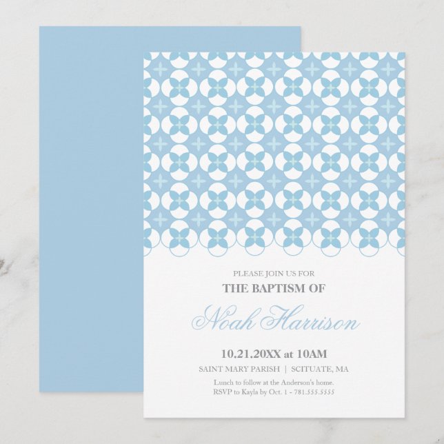 Baptême, Invitation Christening - Invitation garço (Devant / Derrière)