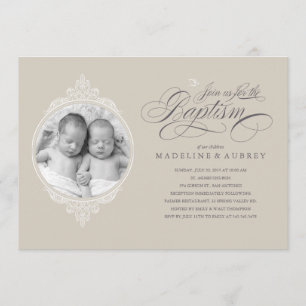 Baptême jumeau Invitations photo