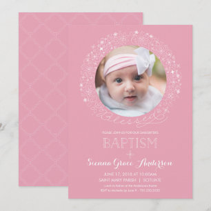 Baptême Photo Invitation, Invitation de la photo d