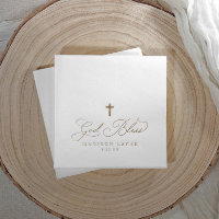 Baptême Première communion Gold Dieu béni Croix