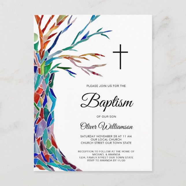 Baptême Religieux Christening Invitation Carte pos (Devant)