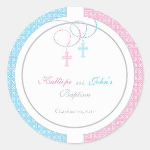 Baptême rose et bleu Favoriser Sticker