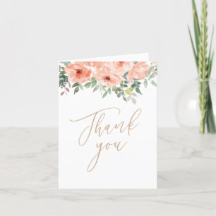 Baptême rose florale fille Carte de remerciements