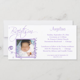 Baptême violet clair Invitation photo