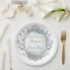 Baptism baby boy pappteller