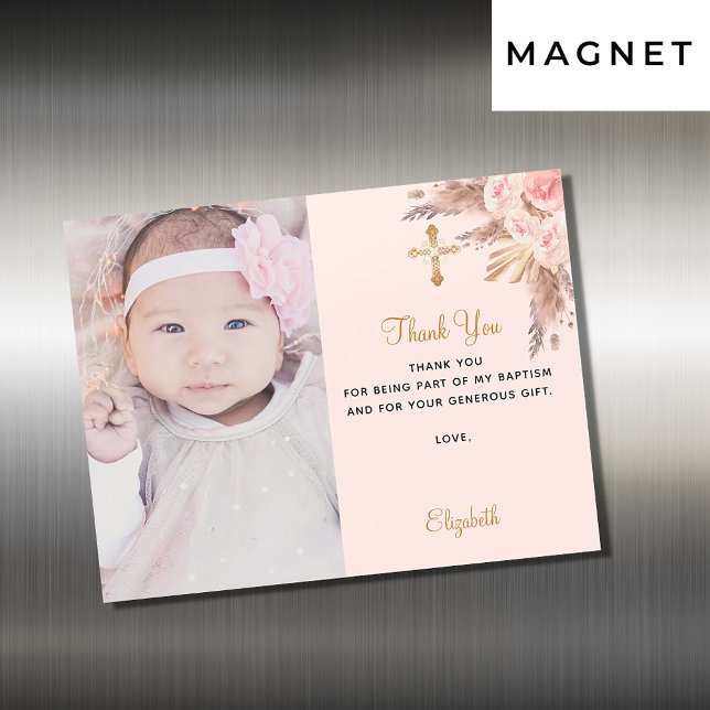 Baptism baby girl pink photo thank you magnet (Von Creator hochgeladen)
