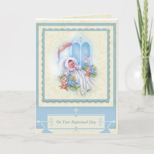 BAPTISM Baby Rose segnen Karte (Vorderseite)