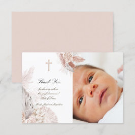Baptism boho Aquarellfarben Rose danke Karte