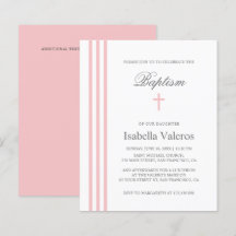 BAPTISM Chic Vertikal gestreift pastellrosa Kreuz