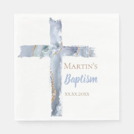 Baptism dusty blue agate Holy Cross Serviette