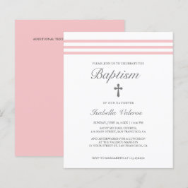 BAPTISM Elegantes gestreiftes pastellrosa Kreuz Bu