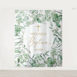 Baptism Eucalyptus greenery backdrop banner Wandteppich