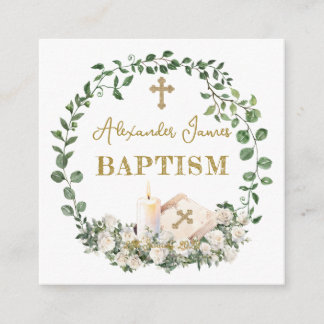Baptism Eucalyptus Roses Cross  Begleitkarte