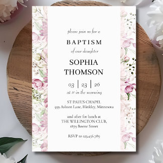 Baptism floral invitation