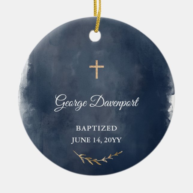 Baptism Gift for Boy - Custom Christening Gift  Keramik Ornament (Vorne)