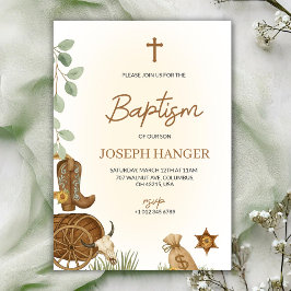 Baptism invitation card with a rustic theme einladung