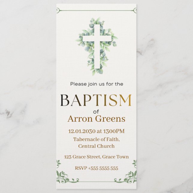 Baptism Invitation | Simple and Elegant Christian  (Devant)
