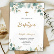 baptism invitation with elegant floral 