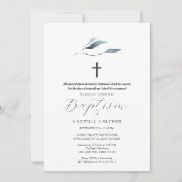 Baptism Invitations Dusty Blue Botanicals Einladung