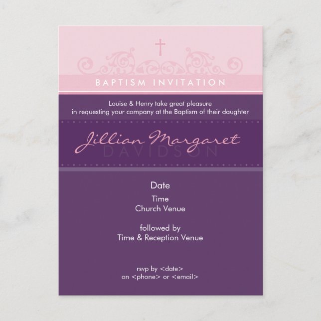 BAPTISM INVITE: elegant 2 Einladungspostkarte (Vorderseite)