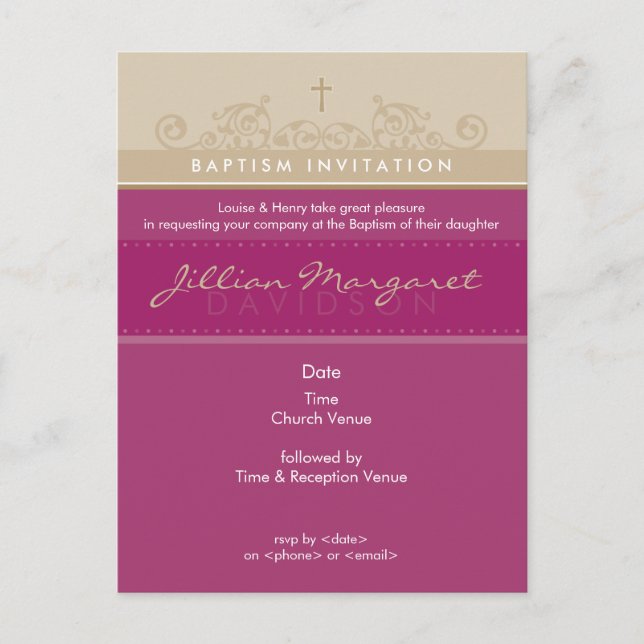 BAPTISM INVITE: elegant 4 Einladungspostkarte (Vorderseite)