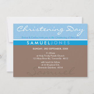 BAPTISM INVITE Moderne, einfache Groovy Blue Mocha Einladung