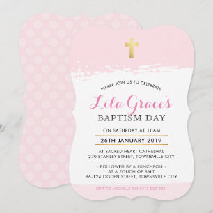 BAPTISM INVITE niedlicher moderner Kreuzpinselpins Einladung