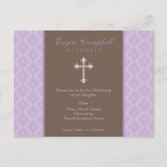BAPTISM INVITE: oh so schön 7 Einladungspostkarte (Vorderseite)