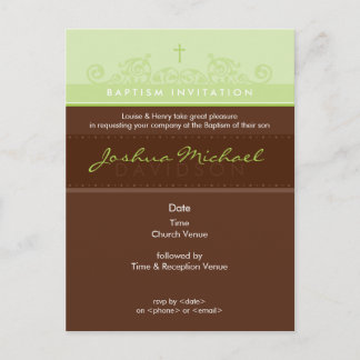 BAPTISM INVITE POSTCARD :: elegant 1P Einladungspostkarte
