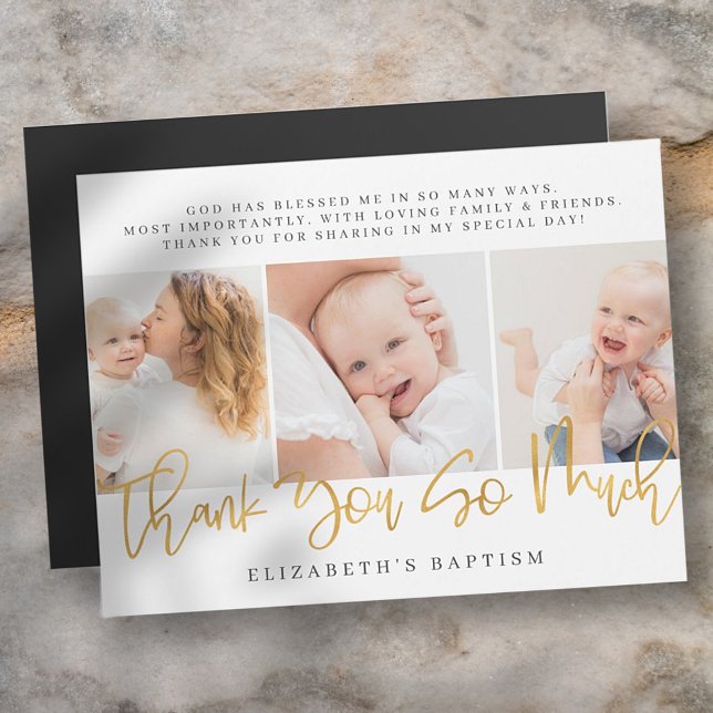 Baptism Modern Simple Chic Photo Thank You Card Magnetkarte (Von Creator hochgeladen)
