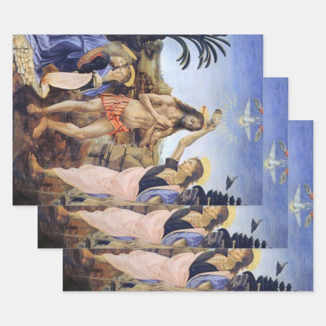 Baptism of Christ by Verrocchio, Leonardo da Vinci Geschenkpapier Set (Set)