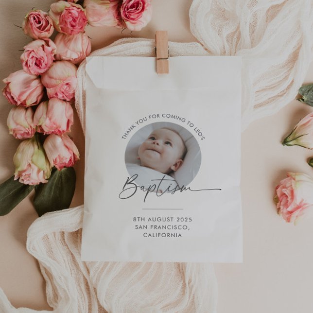 Baptism Photo Thank You Geschenktütchen (Zazzle Baptism Photo Thank You Tag Favor Bag)