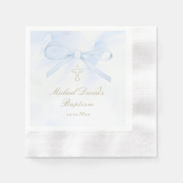 Baptism watercolor blue bow serviette