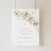 BAPTISME floral Affiche de bienvenue, premier sign