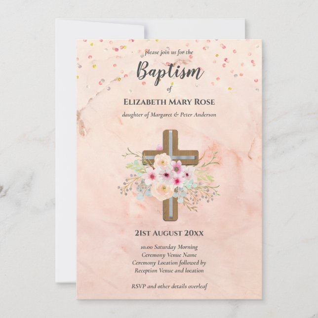 BAPTISME moderne Christening Bautizo INVITATION FL (Devant)