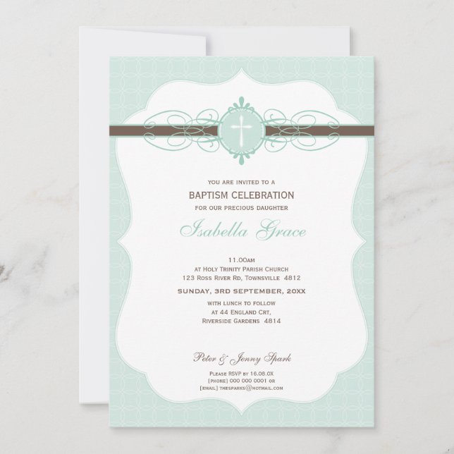BAPTISMITTELINVITE: makellos 3P Einladung (Vorderseite)