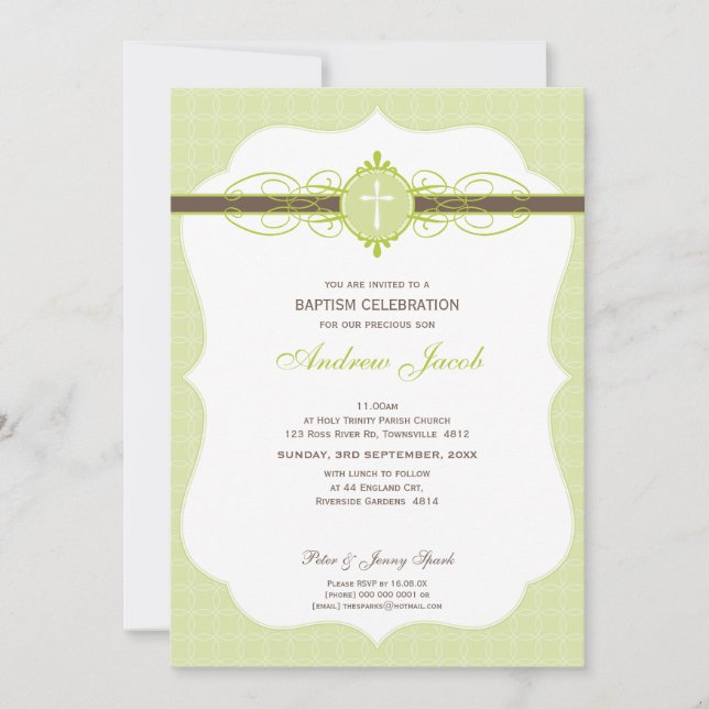 BAPTISMITTELINVITE: makellose 2P Einladung (Vorderseite)