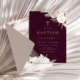 Baptismus in Burgund, Rose und Elfenbeinblüten Einladung