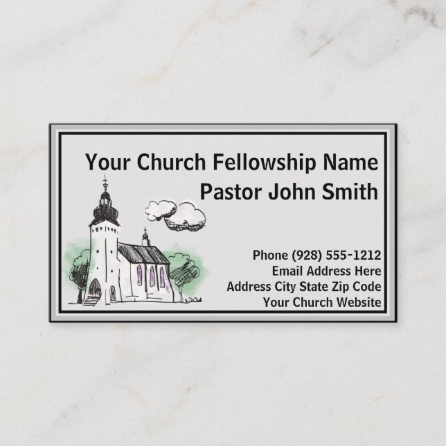 Baptist Watercolor Church Cartes de visite (Devant)