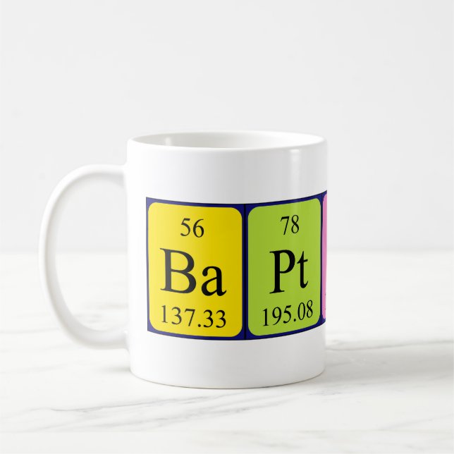 Baptiste tasse de nom de table périodique (Gauche)