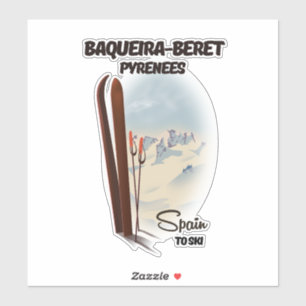 Baqueira-Beret Spanien Ski-Plakat. Aufkleber