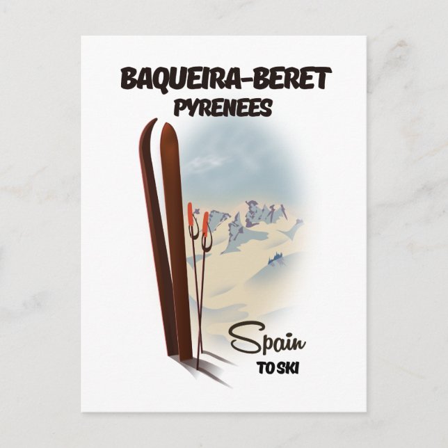 Baqueira-Beret Spanien Skiposter. Postkarte (Vorderseite)