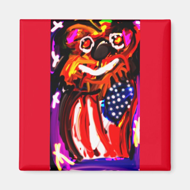 Bär 4. Juli Fahrradkarten Magnet (Vorne)