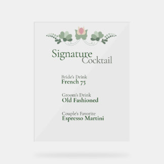 Bar à cocktails de mariage avec signature personna