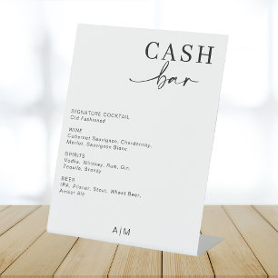 Bar à trésorerie Mariage moderne   Panneau Menu de